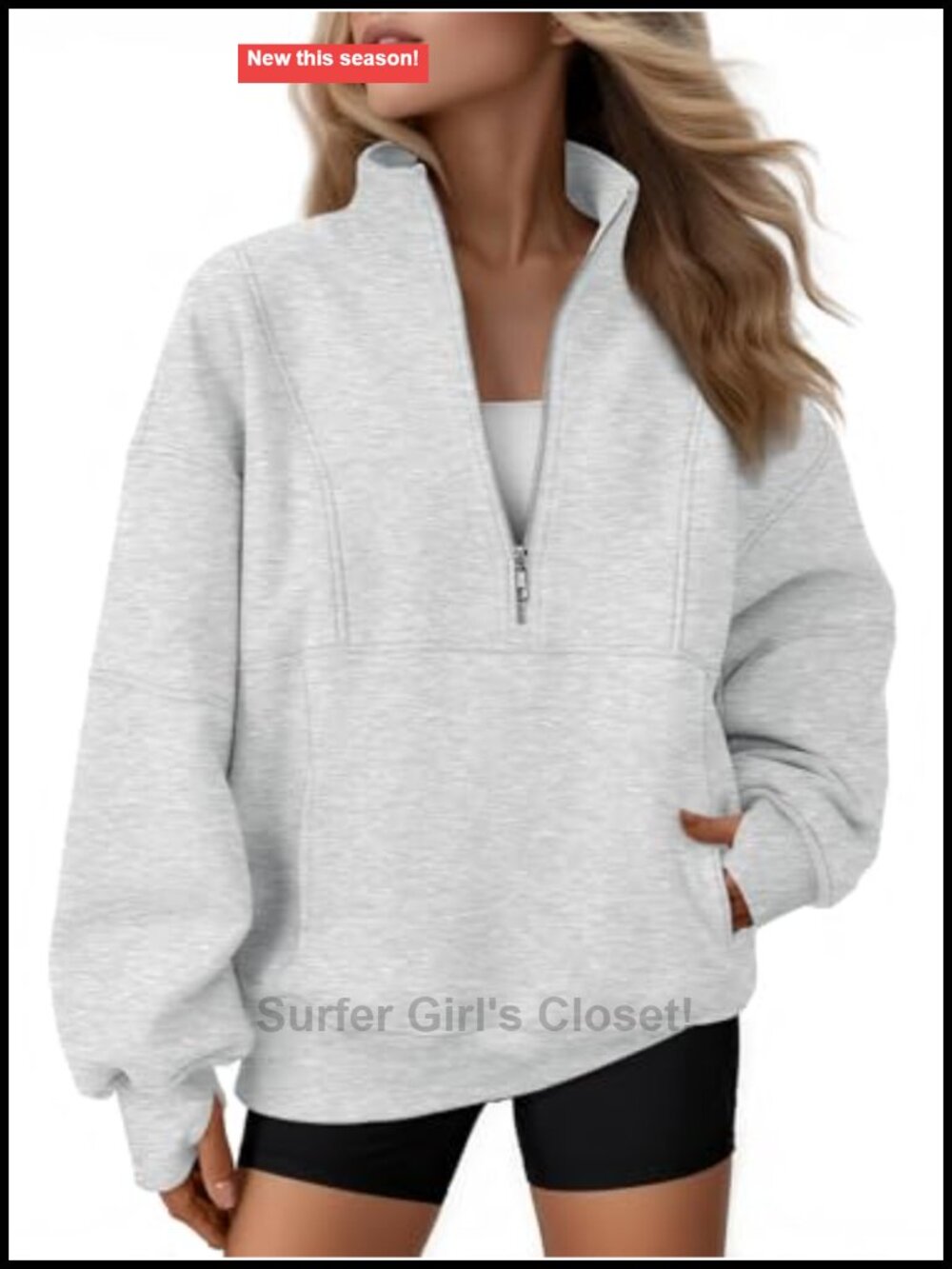 Women's Quarter Zip Oversized Fleece Sweatshirt Mock Neck Pullover